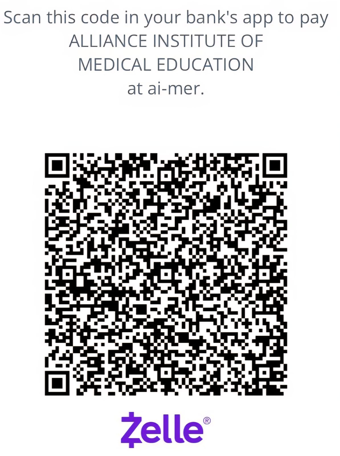 Zelle QR code — tap to enlarge